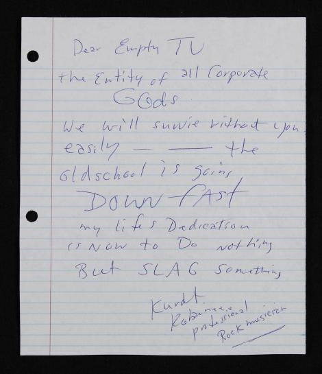 Kurt carta a MTV