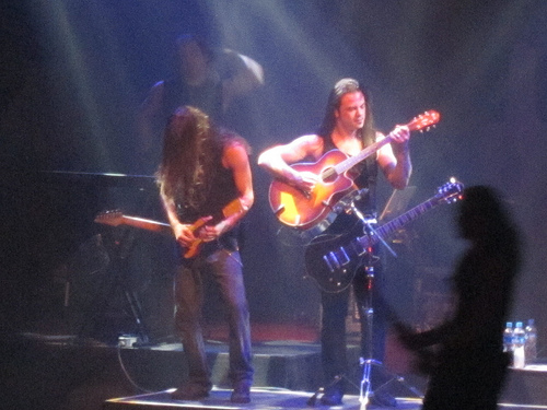Isaac on acoustic, Mark on Charango