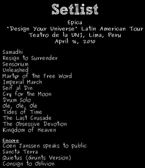 epica_lima_2010_setlist