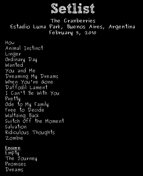 the_cranberries_argentina_2010_lista_canciones_todorock.pe Cranberries en Argentina 2010 - Setlist